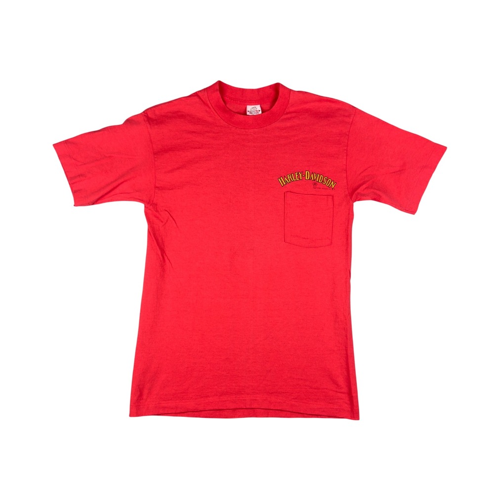 Vtg 80s Harley Davidson Pocket T-Shirt Medium (Fits S) Red Florida Single Stitch